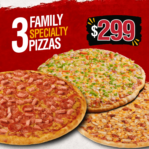 Three Family Specialty Pizzas