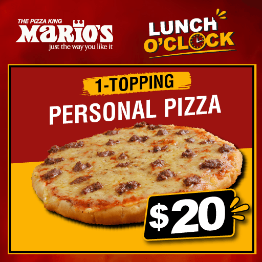 Lunch O'Clock- Personal One Topping Pizza