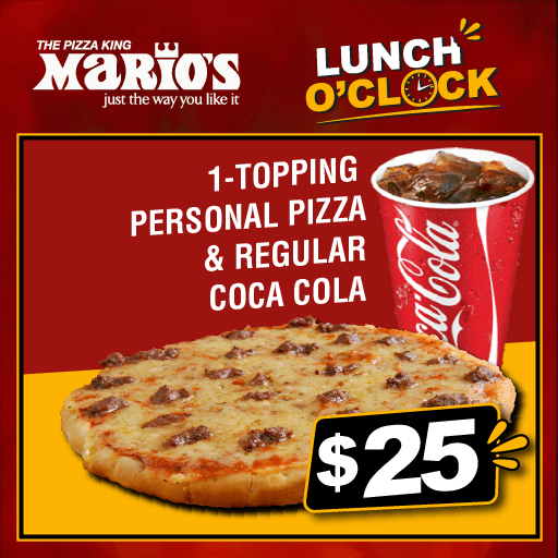 Lunch O'Clock- Personal Pizza and Drink